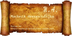 Machnik Annunciáta névjegykártya
